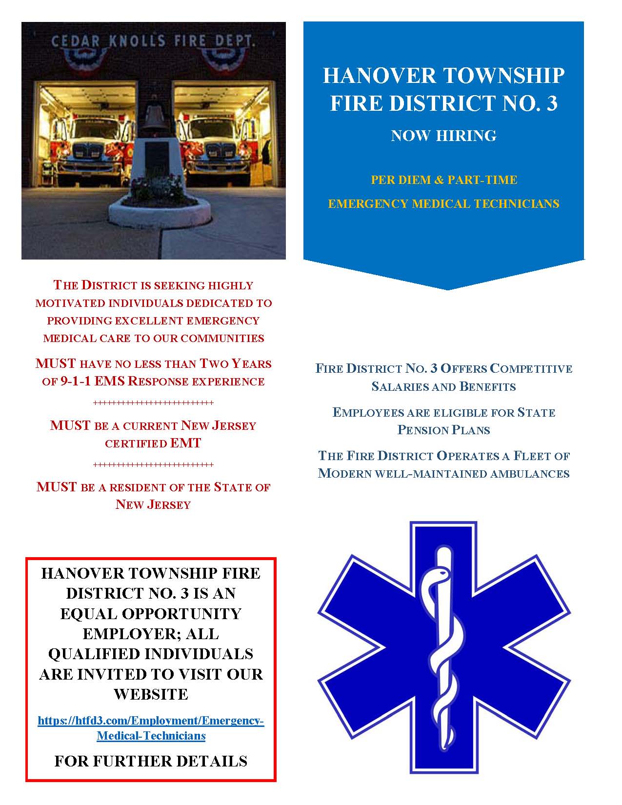 Hanover Township Fire District No. 3, Cedar Knolls, New Jersey > Home